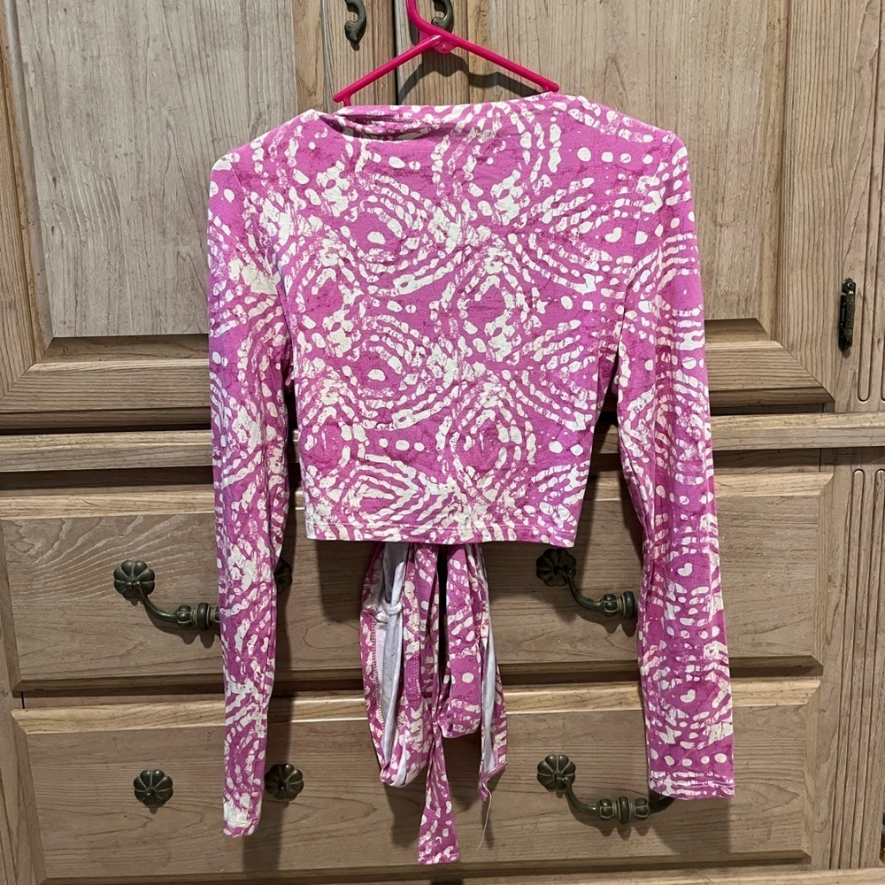 Daily Practice by Anthropologie Wrap Crop Top – Pink & Beige – Size Small - Picture 7 of 8
